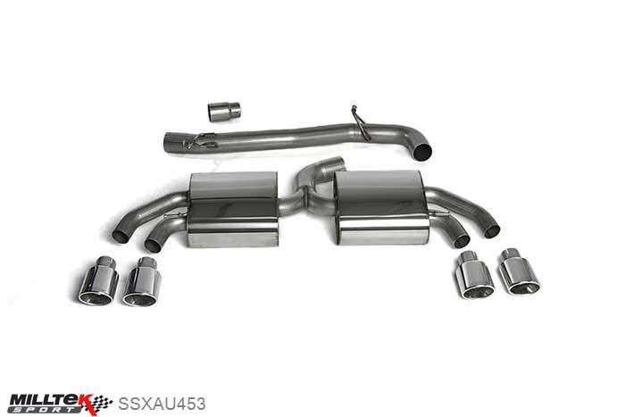 SSXAU453, Audi TT Mk2 TTS quattro 2008-2014 Milltek, Cat-back system, 3-inch Race System. Non-resonated (louder). Polished Tips , 3 inch, 76,2mm