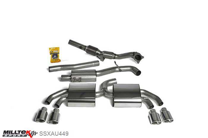 SSXAU449, Audi TT Mk2 TTS quattro 2008-2014 Milltek, Full System (including Hi-Flow Sports Cat), 3-inch Race System. Resonated (quieter). Polished Tips. Requires a Stage 2 ECU remap , 3 inch, 76,2mm