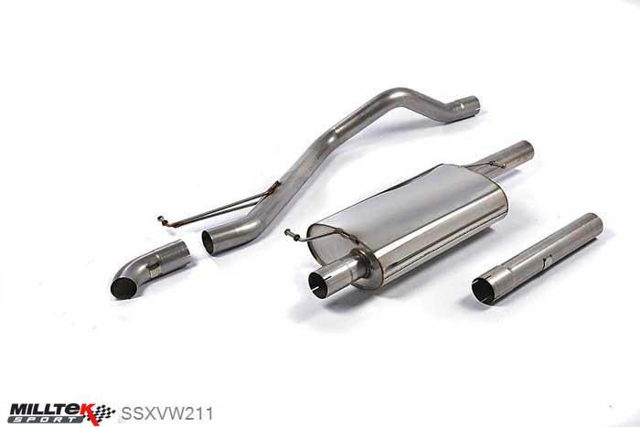 SSXVW211, VW Transporter \ Caravelle T5 LWB 1.9 TDi (85ps and 104ps) 2WD and 4MOTION 2003-2009 Milltek, Cat-back system, Resonated (quieter). Discrete outlet , 2,75 inch, 69,85mm