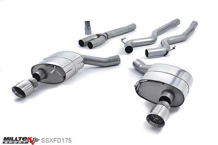 SSXFD175, Ford Mustang 2.3 EcoBoost (Fastback) 2015- Milltek, Cat-back system, Dual Outlet Non Resonated with GT-100 Polished Trims 100mm GT100 Polished, 2,76 inch, 70mm