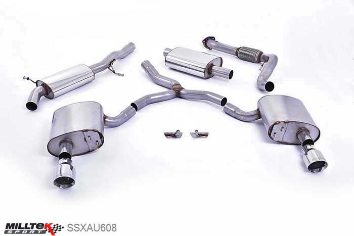 SSXAU608, Audi A4 2.0 TFSI B9 Quattro Saloon 2016- Milltek, Cat-back system, Resonated (quieter) with Dual GT-100 Polished Trims - EC Approval Coming Soon Dual GT100 Polished, N/A inch, N/Amm