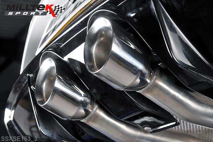 SSXSE153, Seat Leon Cupra R 2.0 TSI 265PS 2010-2012 Milltek, Cat-back system, Non-resonated (louder). Requires SEAT Sport rear valance if fitting to non-Cupra R model (VAG part number: 1P0 071 061 A) Dual GT100 Polished, 3 inch, 76,2mm