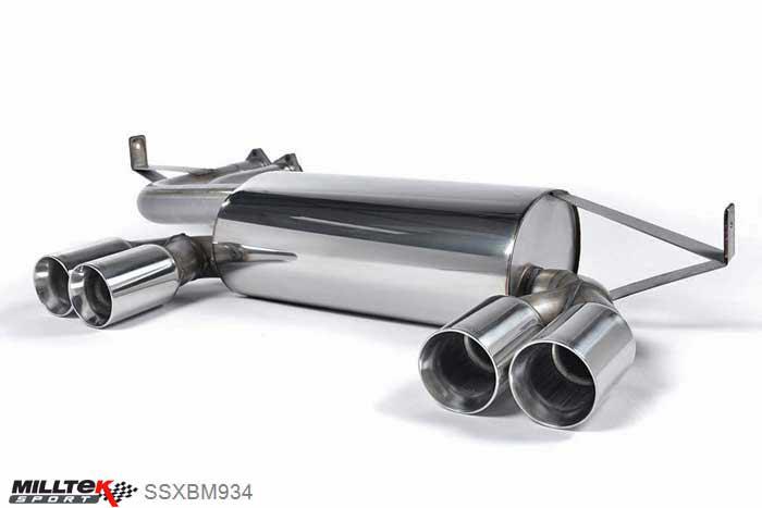 SSXBM934, BMW 3 Series E46 M3 3.2 Coupe - Cabriolet 2001-2007 Milltek, Rear Silencer(s), Can be fitted with the OEM (standard) centre section Quad 80mm Special, 2,37 inch, 60,32mm