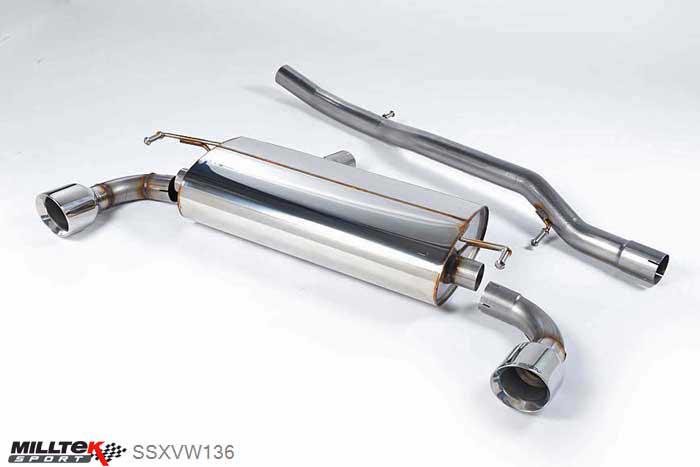 SSXVW136, VW Golf Mk4 R32 3.2 V6 4WD 2002-2005 Milltek, Cat-back system, Non-resonated (louder) 100mm GT100 Polished, 2,5 inch, 63,5mm