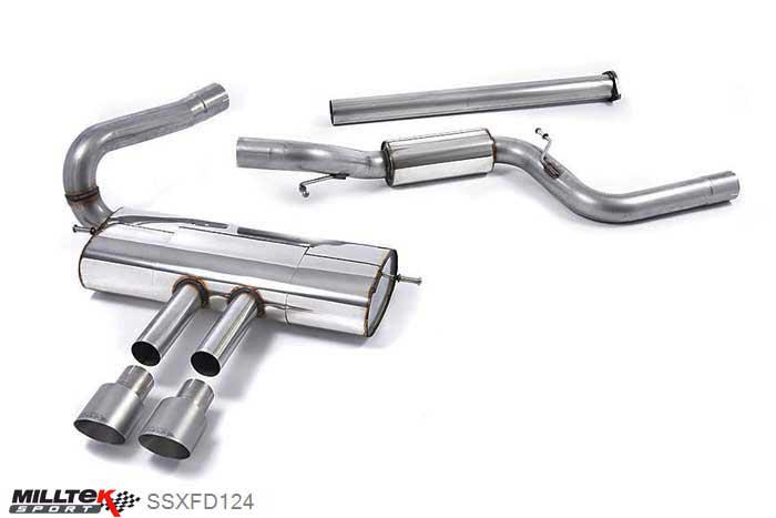 SSXFD124, Ford Focus Mk3 ST 2.0-litre EcoBoost Estate / Sedan / Limosine 2012- Milltek, Cat-back system, Semi-resonated (non-resonated front with resonated centre silencer). Titanium Tips Dual 100mm GT100 Titanium, 3 inch, 76,2mm