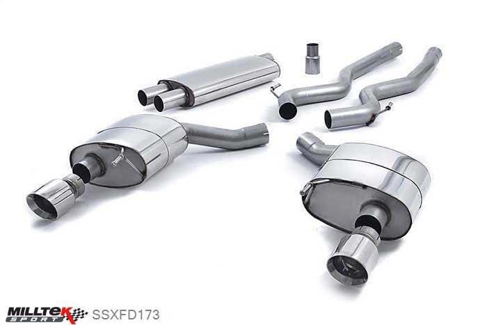 SSXFD173, Ford Mustang 2.3 EcoBoost (Fastback) 2015- Milltek, Cat-back system, Dual Outlet Resonated with GT-100 Polished Trims (EC Approval Coming Soon) 100mm GT100 Polished, 2,76 inch, 70mm