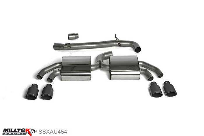 SSXAU454, Audi TT Mk2 TTS quattro 2008-2014 Milltek, Cat-back system, 3-inch Race System. Non-resonated (louder). Cerakote Black Tips , 3 inch, 76,2mm