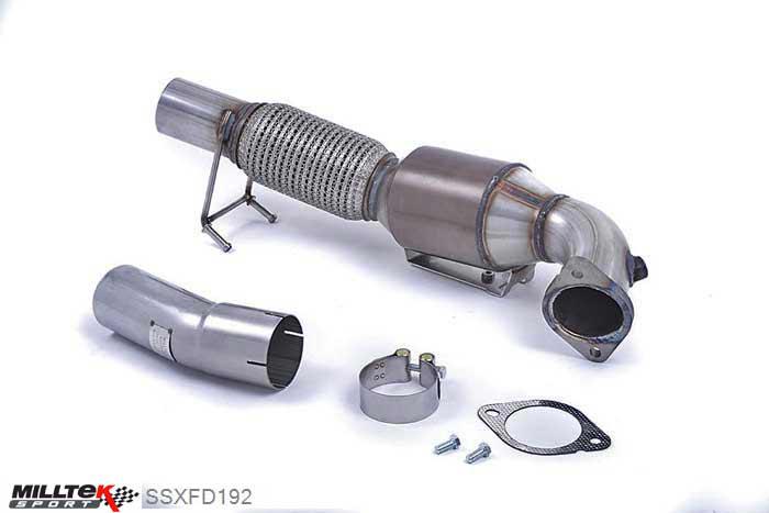 SSXFD192, Ford Focus Mk3 RS 2.3-litre EcoBoost 4wd 5-Door Hatchback 2016- Milltek, Large Bore Downpipe and Hi-Flow Sports Cat, Large Bore Downpipe with 200 Cell High Flow Cat. Requires Stage 2 ECU Remap. For fitment to Milltek Sport Cat Back Only, 3 inch, 76,2mm