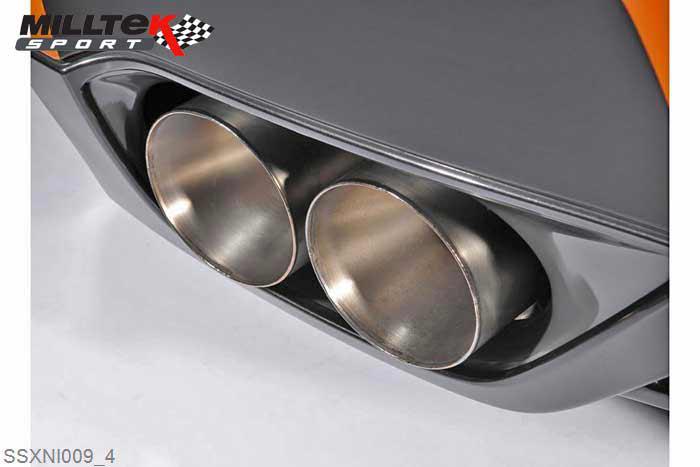SSXNI009, Nissan GT-R R35 2009-2013 Milltek, Primary Cat-back system, Non-resonated (louder) Quad 127mm GT127, 3 inch, 76,2mm