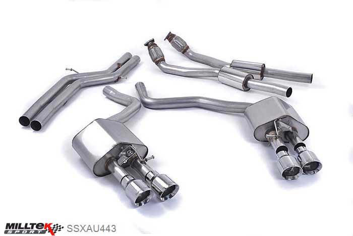 SSXAU443, Audi S/RS S6 4.0 TFSI C7 quattro 2012- Milltek, Cat-back system, Non-resonated (louder) with Polished tips. Some 2016 and later models have an updated valve location on one rear silencer meaning the wiring loom needs extending to accommodate. Quad 100mm GT100 Polished, 2,76 inch, 70mm