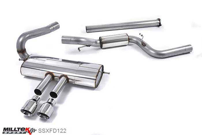 SSXFD122, Ford Focus Mk3 ST 2.0-litre EcoBoost Estate / Sedan / Limosine 2012- Milltek, Cat-back system, Semi-resonated (non-resonated front with resonated centre silencer). Polished Tips Dual GT100 Polished, 3 inch, 76,2mm