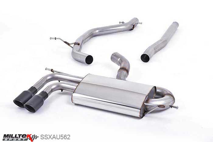 SSXAU562, Audi A3 2.0 TDI 140bhp 2WD 3 door DPF 2008-2012 Milltek, Particulate Filter-back system, Cerakote Black Tips Twin 80mm GT80 Cerakote Black, 2,75 inch, 69,85mm