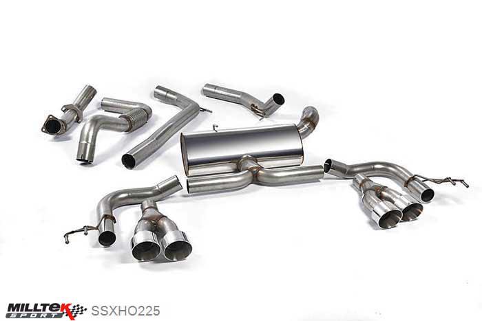 SSXHO225, Honda Civic Type R FK2 Turbocharged 2.0 litre i-VTEC (LHD models only) 2015- Milltek, Cat-back system, Race System. Polished Tips. Quad 100mm GT100 Polished, 3 inch, 76,2mm