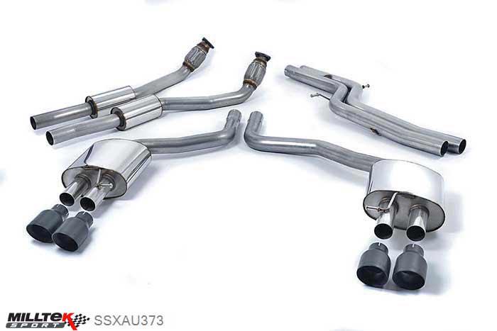 SSXAU373, Audi S/RS S6 4.0 TFSI C7 quattro 2012- Milltek, Cat-back system, Non-resonated (louder) with Cerakote Black tips Quad 100mm GT100 Cerakote Black, 2,76 inch, 70mm