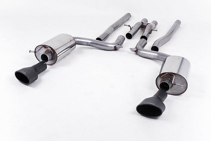 SSXAU603, Audi S/RS RS6 C6 5.0 V10 biturbo quattro 2008-2010 Milltek, Cat-back system, Non Resonated (Louder) Ceramic-coated Black Satin Dual-Oval Trims , 2,75 inch, 69,85mm