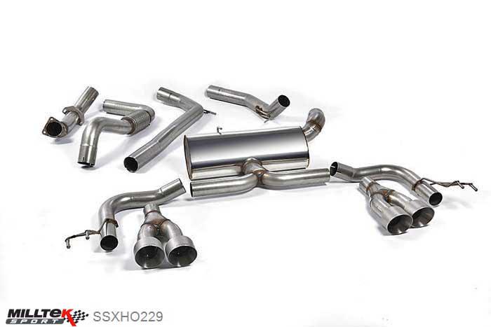 SSXHO229, Honda Civic Type R FK2 Turbocharged 2.0 litre i-VTEC (LHD models only) 2015- Milltek, Cat-back system, Road+ System. Titanium Tips. Quad 100mm GT100 Cerakote Black, 3 inch, 76,2mm