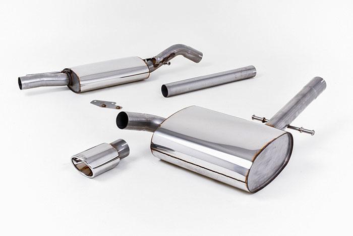 MCXVW216, VW Corrado VR6 1992-1995 Milltek, Cat-back system, Resonated (quieter) with Polished Oval Tip - Post 1992 Models Only , 2,25 inch, 57,15mm