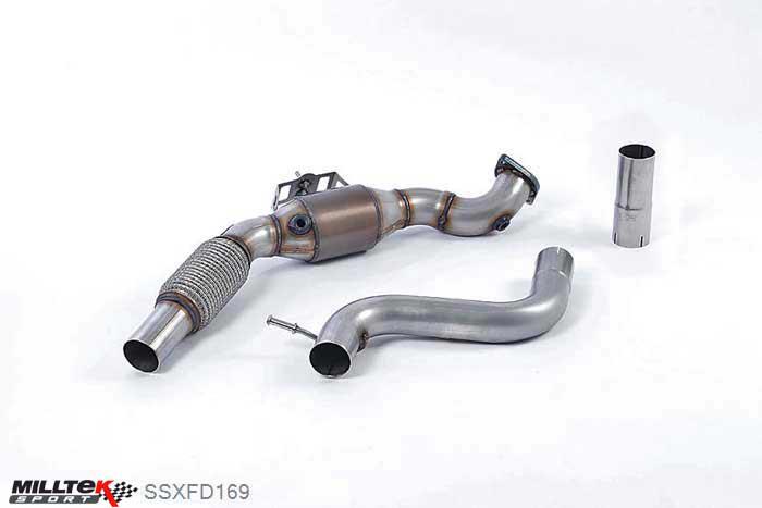 SSXFD169, Ford Mustang 2.3 EcoBoost (Fastback) 2015- Milltek, Large Bore Downpipe and Hi-Flow Sports Cat, For Fitment to Milltek Sport Cat Back Systems Only. Stage 2 ECU Remap Required , 2,76 inch, 70mm