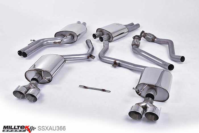SSXAU366, Audi S/RS S5 Sportback 3.0 TFSI B8.5 2012- Milltek, Cat-back system, Polished Tips Quad 100mm GT100 Polished, 2,37 inch, 60,3mm