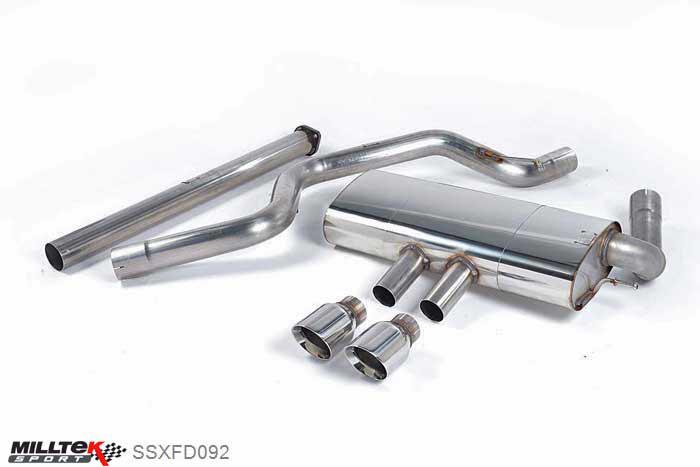 SSXFD092, Ford Focus Mk3 ST 2.0-litre EcoBoost 5-Door Hatchback 2012- Milltek, Cat-back system, Non-resonated (louder). Polished Tips Dual GT100 Polished, 3 inch, 76,2mm