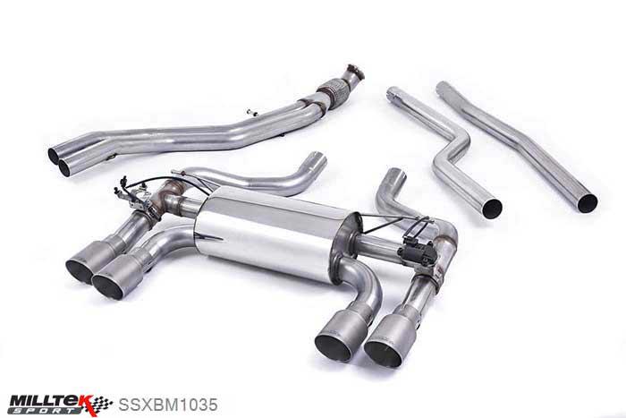 SSXBM1035, BMW 2 Series F87 M2 Coupe 2016- Milltek, Cat-back system, Hollowtek Twin Valved system with Titanium GT-90 Trims - EC Approval Coming Soon. Quad 90mm GT90 Titanium, N/A inch, N/Amm