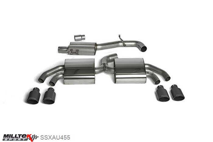 SSXAU455, Audi TT Mk2 TTS quattro 2008-2014 Milltek, Cat-back system, 3-inch Race System. Resonated (quieter). Cerakote Black Tips , 3 inch, 76,2mm