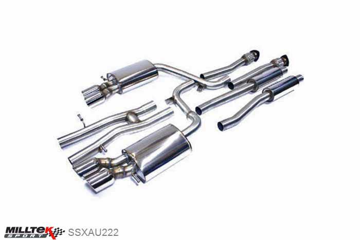 SSXAU222, Audi S/RS S6 5.2 V10 C6 FSI quattro 2006-2012 Milltek, Cat-back system, Resonated (quieter) Twin 80mm Jet, 2,36 inch, 60mm