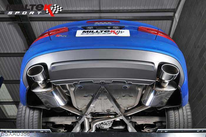 SSXAU356, Audi S/RS S5 Coupe and Cabriolet 3.0TFSI quattro S tronic B8 2009-2011 Milltek, Cat-back system, EC-Approved. Dual Polished Oval Tips 150 X 95mm Polished Oval, 2,37 inch, 60,3mm