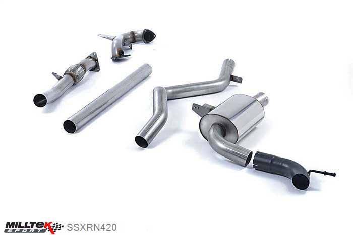 SSXRN420, Renault Megane Renaultsport 250 and 265 (including Cup) 2010- Milltek, Turbo-back system excluding Hi-Flow Sports Cat, Non-resonated (louder). Requires a Stage 2 ECU remap , 3 inch, 76,2mm