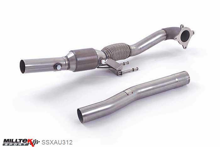 SSXAU312, VW Scirocco R 2009- Milltek, Large Bore Downpipe and Hi-Flow Sports Cat, Must be fitted with the Milltek Sport cat-back system and requires a Stage 2 ECU remap , 3 inch, 76,2mm