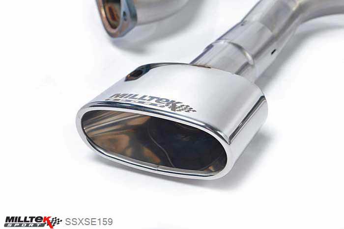 SSXSE159, Seat Leon Cupra 280 and 290 2.0 TSI (280 and 290PS) 2014- Milltek, Cat-back system, Louder. Polished Oval Tips 152x76mm Oval, 3 inch, 76,2mm