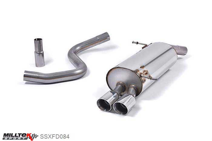SSXFD084, Ford Fiesta MK7 1.6-litre Duratec Ti-VCT AND Zetec S 2008- Milltek, Front Pipe-back system, For fitment with OEM downpipe and catalyst Twin 80mm GT80 Polished, 2,37 inch, 60,3mm