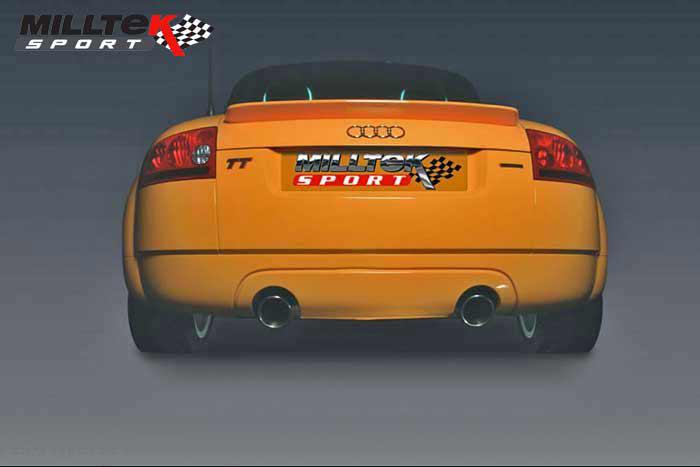 SSXAU425, Audi TT 180 / 225 quattro Coupe and Roadster 1998-2006 Milltek, Cat-back system, 3-inch Race System. Resonated (quieter). Black Velvet Tips. Fits 225 model only Dual GT100 Cerakote Black, 3 inch, 76,2mm