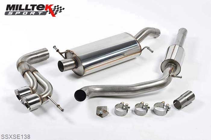 SSXSE138, Seat Ibiza Cupra / Bocanegra 1.4 TSI 180PS 2010-2015 Milltek, Cat-back system,  Twin 80mm GT80 Polished, 2,5 inch, 63,5mm