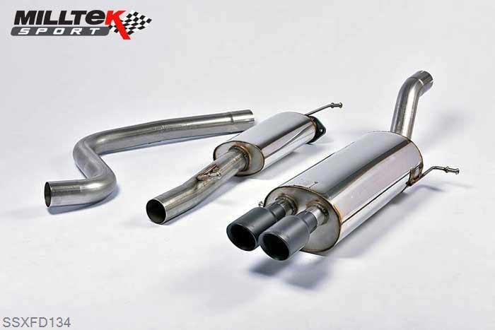 SSXFD134, Ford Fiesta ST 1.6 litre EcoBoost 182PS and ST200 2012- Milltek, Cat-back system, Race system. Resonated (quieter) with Cerakote Black Tips Twin 80mm GT80 Cerakote Black, 2,75 inch, 69,85mm