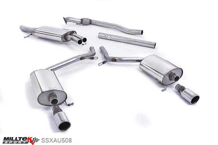 SSXAU508, Audi A4 1.8T B6 2WD Saloon - Avant 190BHP (6 speed) 2003-2005 Milltek, Cat-back system,  Dual 90mm GT90, 2,5 inch, 63,5mm