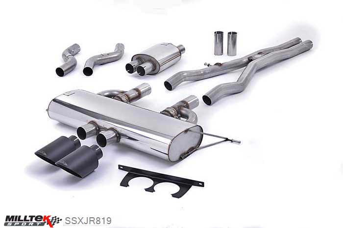 SSXJR819, Jaguar F-Type S 3.0 V6 Coupe 2013- Milltek, Cat-back system, With Valve and Cerakote Black GT-115 Trims Dual 115mm GT115 Cerakote Black, 2,5 inch, 63,5mm