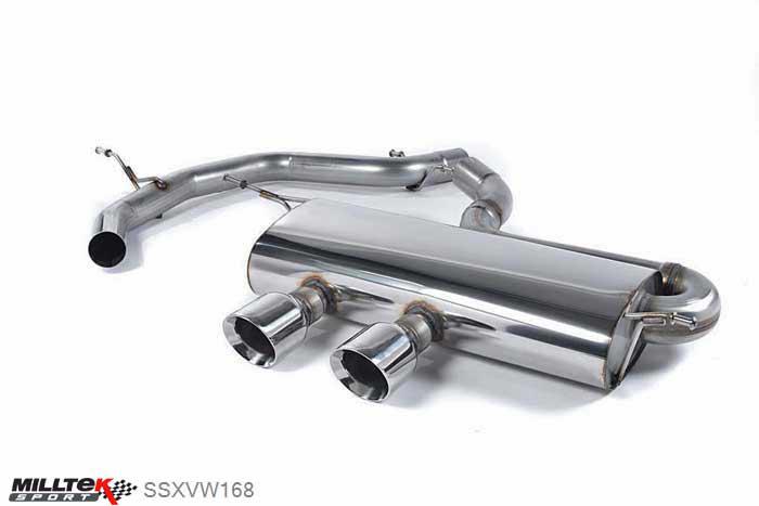 SSXVW168, VW Golf Mk5 GTi 2.0T FSI 2004-2009 Milltek, Cat-back system, R32-style. Non-resonated. Must be fitted with an R32 rear valance Dual 100mm GT100 Polished, 2,75 inch, 69,85mm