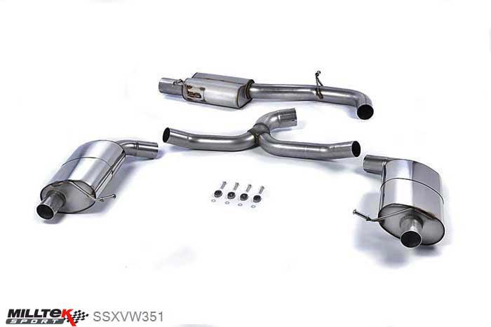 SSXVW351, VW Golf MK7 R Estate / Variant 2.0 TSI 300PS 2015- Milltek, Cat-back system, Resonated (quieter) uses OE Trims in rear Diffuser , 3 inch, 76,2mm