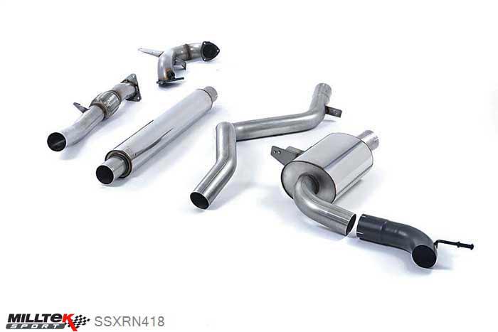 SSXRN418, Renault Megane Renaultsport 250 and 265 (including Cup) 2010- Milltek, Turbo-back system excluding Hi-Flow Sports Cat, Resonated (quieter). Requires a Stage 2 ECU remap , 3 inch, 76,2mm