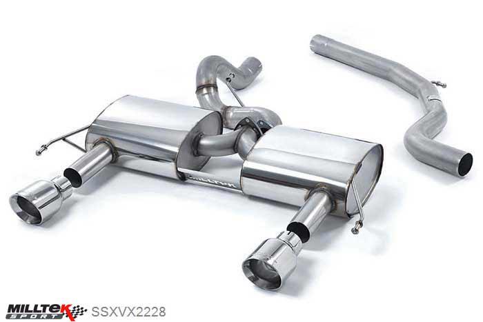 SSXVX2228, Opel Corsa VXR / OPC (Corsa E) 2014- Milltek, Secondary Cat-back system, Non-resonated (louder). 100mm Polished Tips Dual GT100 Polished, 2,76 inch, 70mm