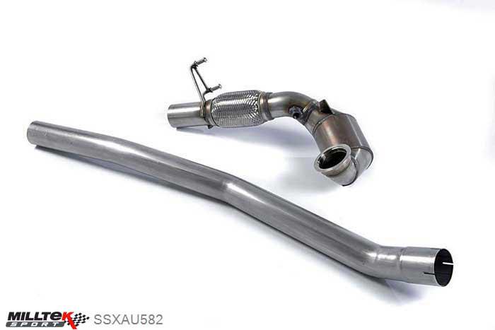 SSXAU582, Audi TT Mk3 TTS 2.0TFSI Quattro 2015- Milltek, Large Bore Downpipe and Hi-Flow Sports Cat, EC-Approved. Must be fitted with the Milltek Sport cat-back system and requires a Stage 2 ECU remap , 3 inch, 76,2mm