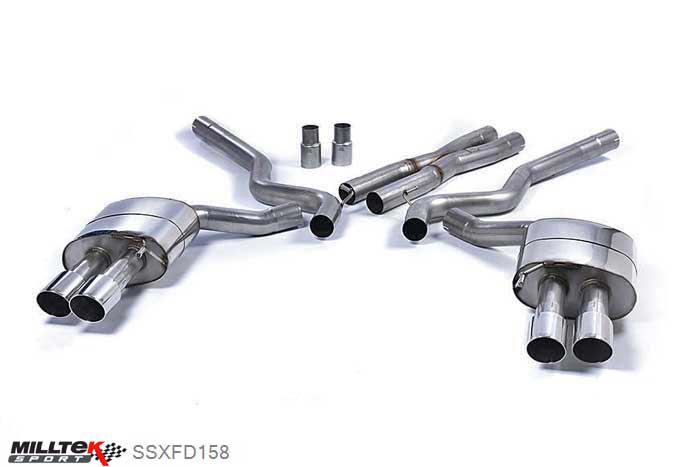 SSXFD158, Ford Mustang 5.0 V8 GT (Fastback) 2015- Milltek, Cat-back system, Non Res (Louder) with Quad Polished GT-90 Tips - Requires Roush Rear Valance Quad 90mm GT90 Polished, 2,76 inch, 70mm