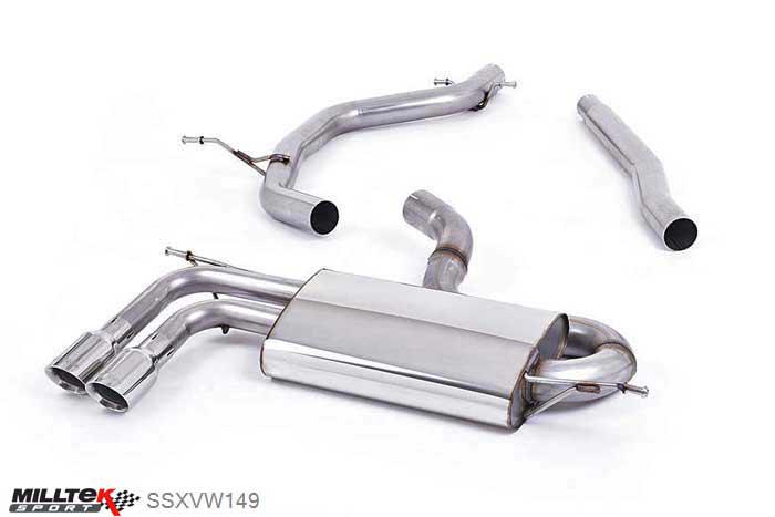 SSXVW149, Audi A3 1.8 TSI 2WD 2008-2012 Milltek, Cat-back system, Non-resonated (louder) Twin 80mm Jet, 2,75 inch, 69,85mm