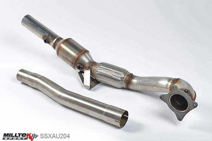 SSXAU204, Audi TT Mk2 TTS quattro 2008-2014 Milltek, Cast Downpipe with HJS High Flow Sports Cat, Cast Downpipe with 200 Cell HJS High Flow Cat. For use with the 2.75 , 3 inch, 76,2mm