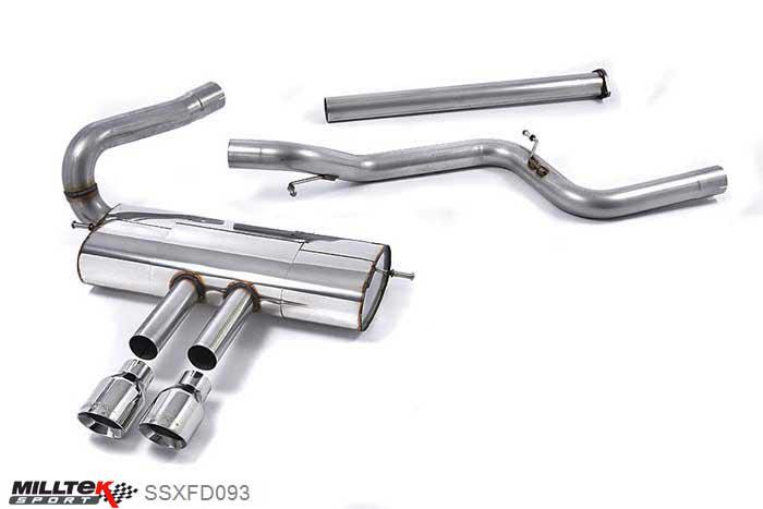 SSXFD093, Ford Focus Mk3 ST 2.0-litre EcoBoost Estate / Sedan / Limosine 2012- Milltek, Cat-back system, Non-resonated (louder). Polished Tips Dual GT100 Polished, 3 inch, 76,2mm