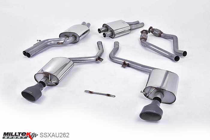 SSXAU262, Audi S/RS S5 Sportback 3.0 TFSI quattro 2010-2011 Milltek, Cat-back system, EC-Approved. Dual Cerakote Black Oval Tips 150 X 95mm Black Oval, 2,37 inch, 60,3mm