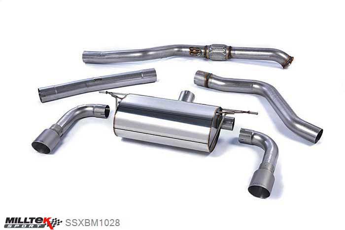 SSXBM1028, BMW 2 Series F22 M235i Coupe 2014- Milltek, Cat-back system, Proposed E-Mark System. Titanium Tips Twin 90mm GT90 Titanium, 3 inch, 76,2mm
