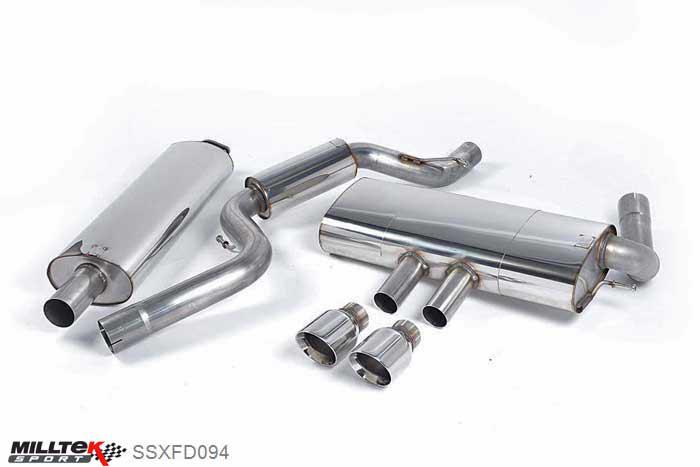SSXFD094, Ford Focus Mk3 ST 2.0-litre EcoBoost 5-Door Hatchback 2012- Milltek, Cat-back system, Resonated (quieter). Polished Tips Dual GT100 Polished, 3 inch, 76,2mm