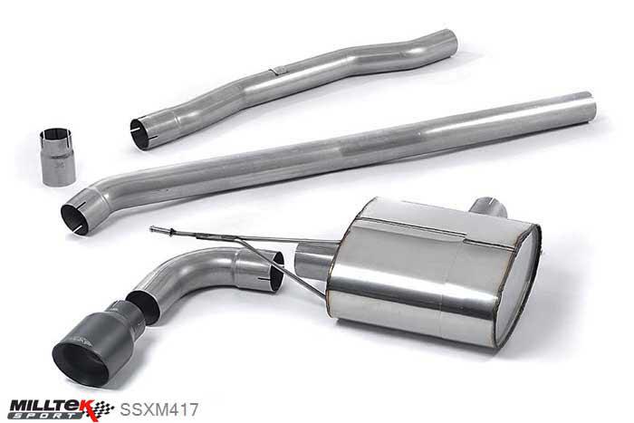 SSXM417, Mini Mk3 (F56) Cooper 1.5T 2014- Milltek, Cat-back system, Non-resonated (louder) with Cerakote Black Tip 100mm GT100 Cerakote Black, 2,76 inch, 70mm